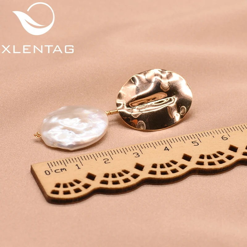 XlentAg настоящий пресноводный барокко белый жемчуг свисающие женские серьги Бохо