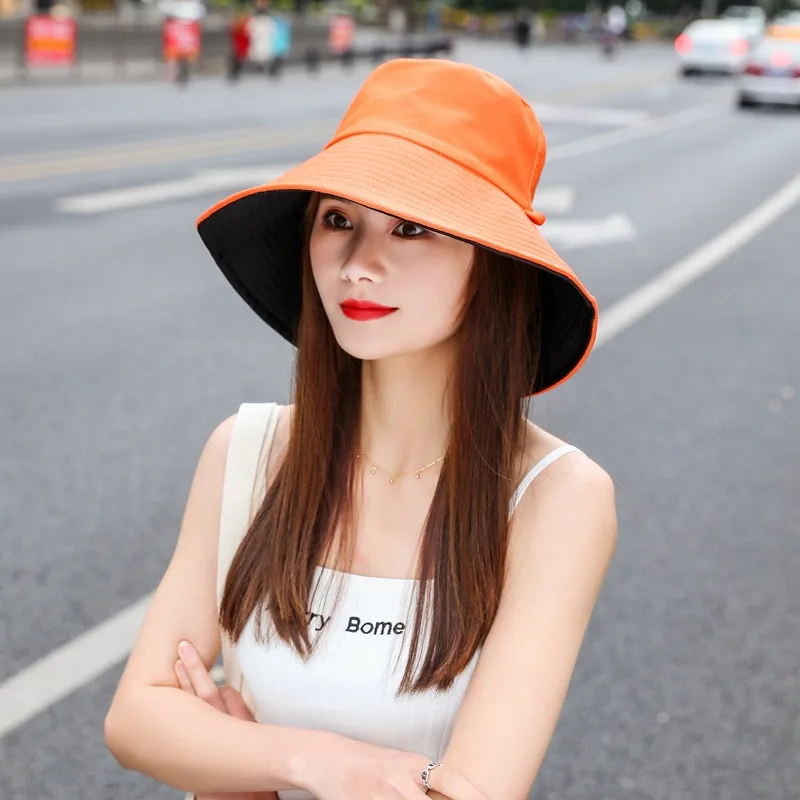 

Fashion Casual Sun Bucket Hat Summer Women's Cap Wide Brim Foldable Anti-UV Flat Fisherman Cap Panama Female Hat gorro pescador