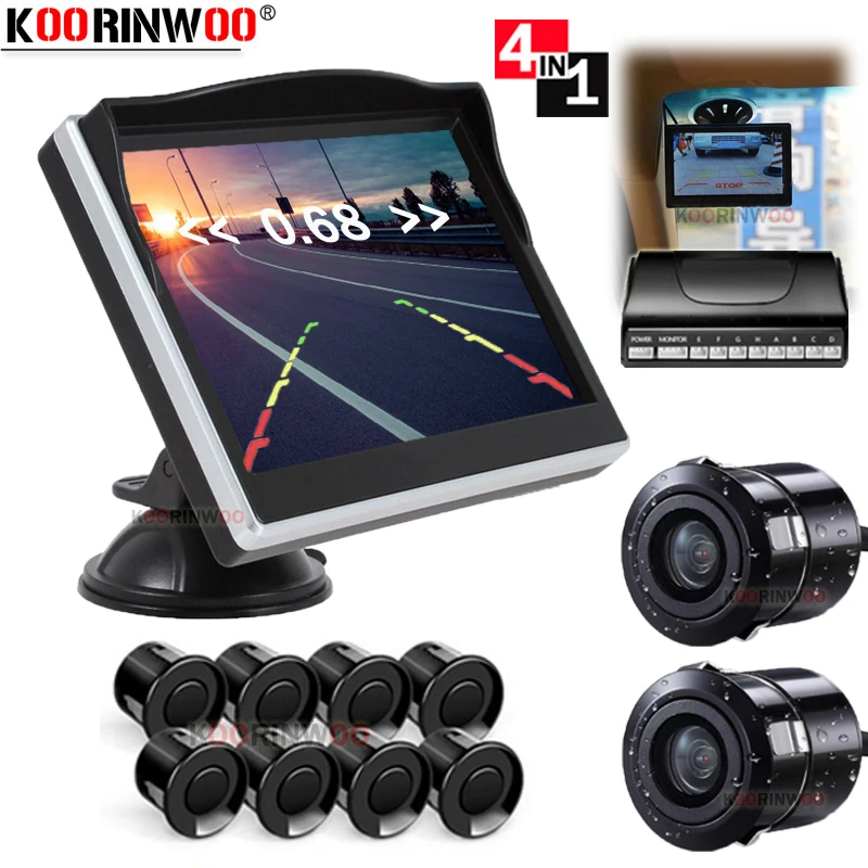 $62.28 Koorinwoo Full Kit AHD LCD Car Monitor With Camera Parking Sensors 8 Radar Buzzer Alert Starlight Parktronic 22MM Video Rearview