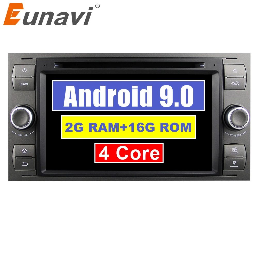 Автомобильный DVD плеер Eunavi 7 дюймов 2 din Android 9 0 GPS стерео OBD2 для Ford C Max Fiesta Fusion Kuga Mondeo