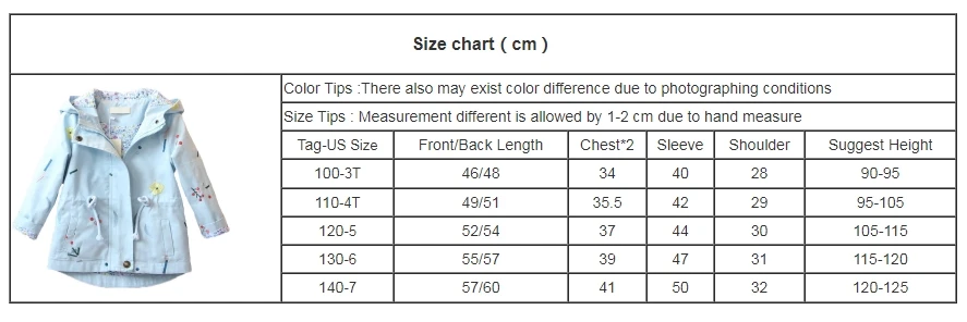 

Spring Autumn Girls Casual Jackets Hooded Outerwear Fashion Printing Flower Windbreaker Children Clothing 2 4 6 Years Girls Coat