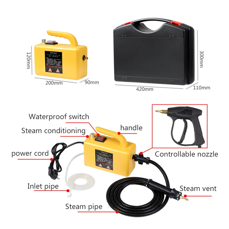 Купить Пароочиститель Портативный 220 в, автомобильный паровой мойщик с высокой температурой и высоким давлением, кухонная плитка и Кондиционер