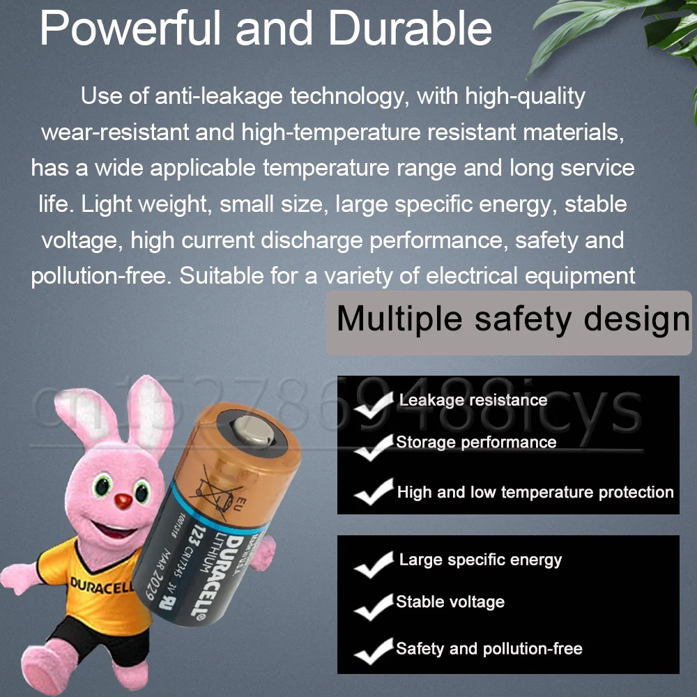1PCS Original Duracell CR123A 3V Lithium Battery CR123 123A CR17345 DL123A 16340 Dry Primary For Flashlight Camera Meter | Электроника