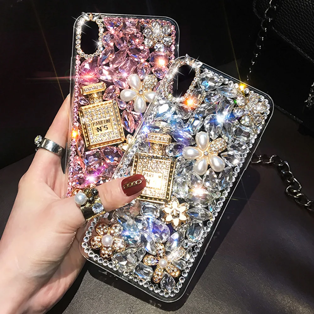 

Luxury Bling Pearl Crystal Diamond Rhinestone Flower Case for OPPO Realme C21Y C25Y C11 C20 C21 C17 C12 C25 C15 C3 C2 C1