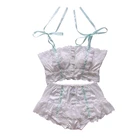 Бюстгальтер и трусики без косточек в японском стиле Лолита, французское винтажное кружевное женское сексуальное нижнее белье, Свадебный белый комплект нижнего белья, Косплей Пижама