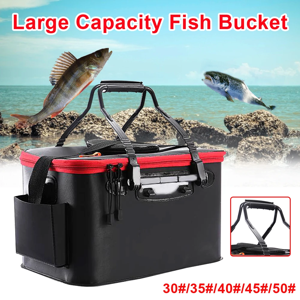 

Portable Folding Fishing Bag Thicken EVA Material Waterproof Live Fish Bucket Box With Oxygen Pump Outdoor Fishing Storage Gear