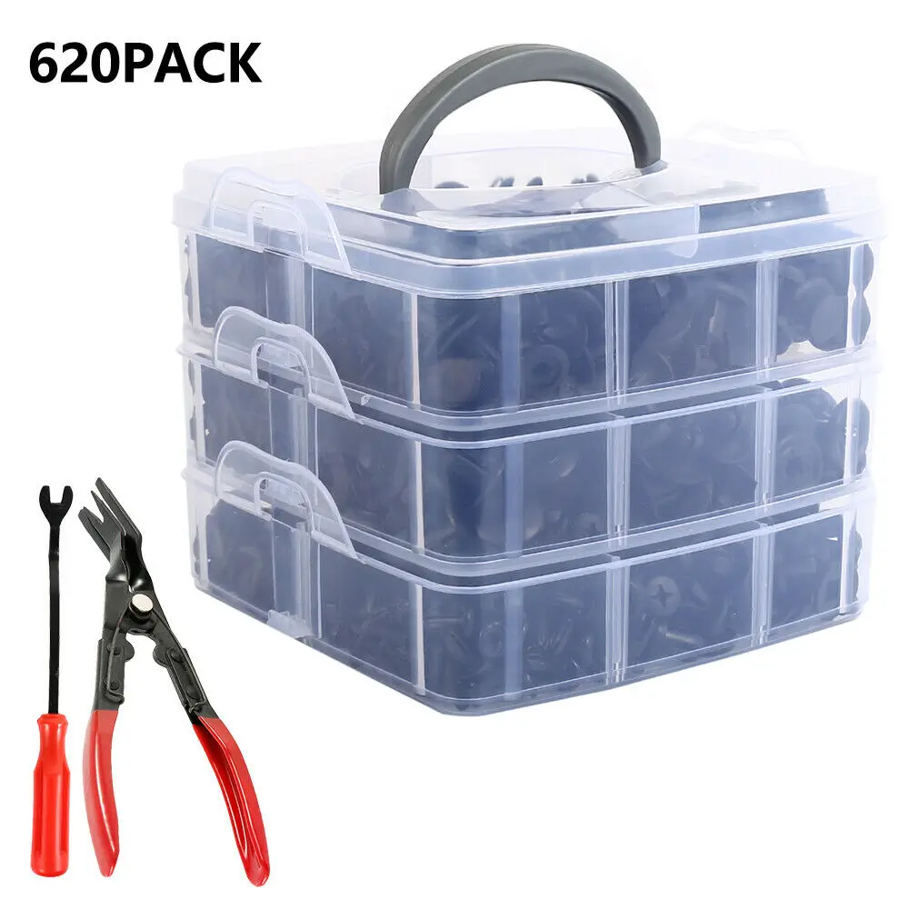 

620Pcs Car Buckle Lamp Clamp Bumper Repair Rivet Screw Panel Push Fastener Kit Durable Car Interior Clip Accessories
