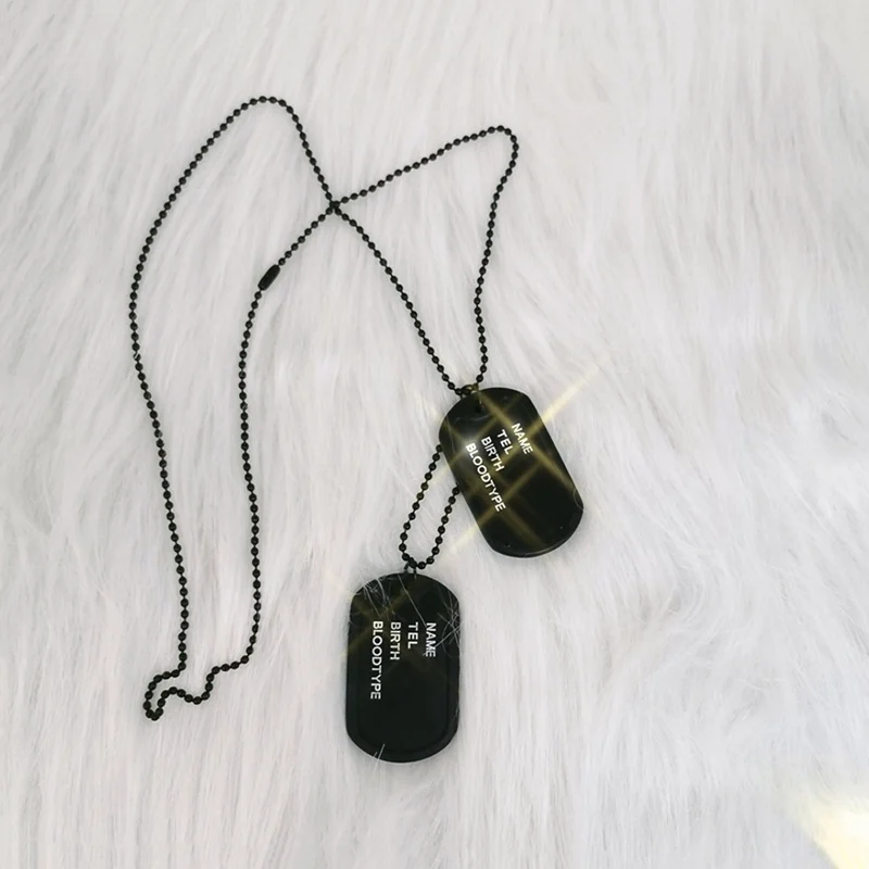 Модная черная четырехрядная Двухрядная цепь с подвеской в стиле милитари