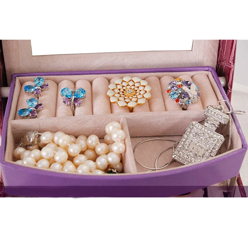 Шкатулка для драгоценностей Новые 3 слоя Ящики колье с замком и макияж ключом