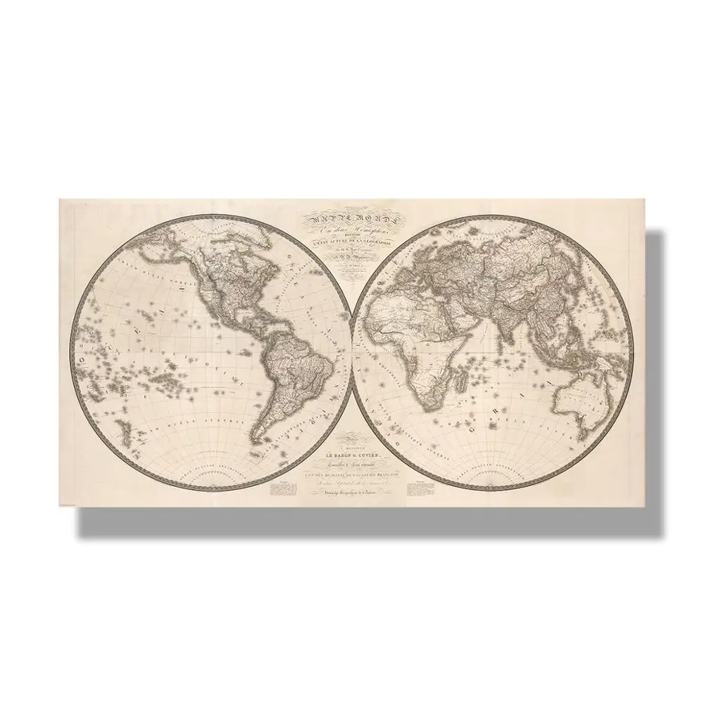 

Abstract Vintage Published in 1820 Globe World Map Oil Paintings HD Print Canvas Wall Art Picture library Office Room Home Decor