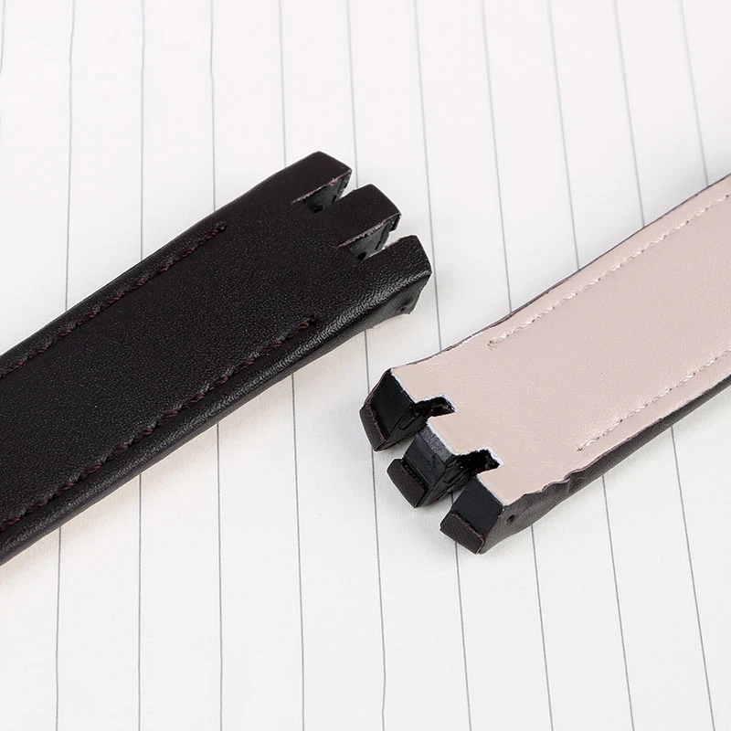 Leather Double notched wristband for swatch Leather watchband yts401402409713ytb400 watch strap 20mm men's men's watch chain
