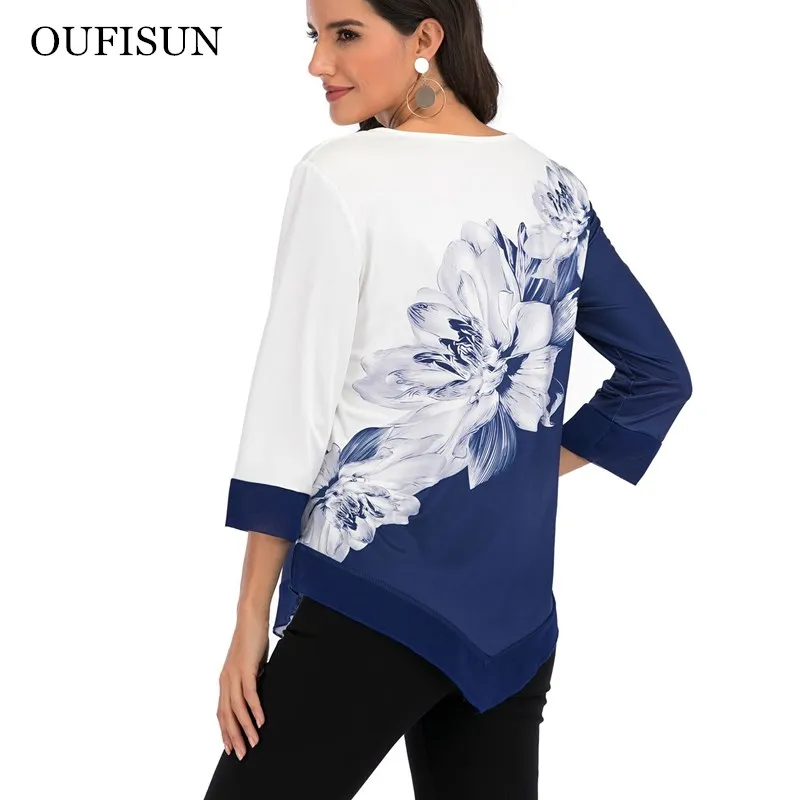 

Oufisun 2020 Spring Women Blouse Plus Size Irregular Tops Blouse Pullover Shirt Womens Clothes Fashion Female 4XL 5XL Blouses