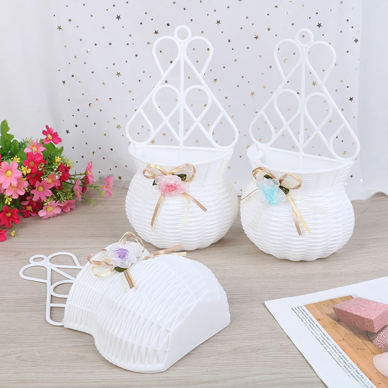 Искусственная Цветочная висячая корзина ваза из ротанга стене висит небольшой