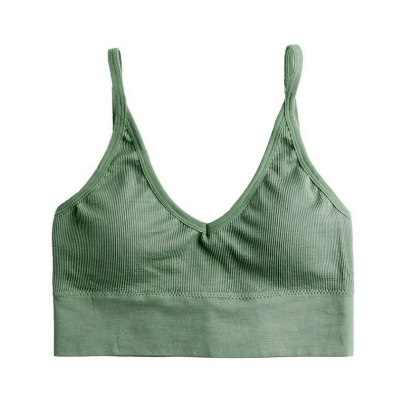 GREEN Beauty Perfering, женский сексуальный жилет, на груди, с мягкими бретельками, бюстгальтер, без косточек, пуш-ап, для фитнеса, бюстгальтер, нижнее белье, нижнее белье, черный топ - Цвет: GREEN Beauty