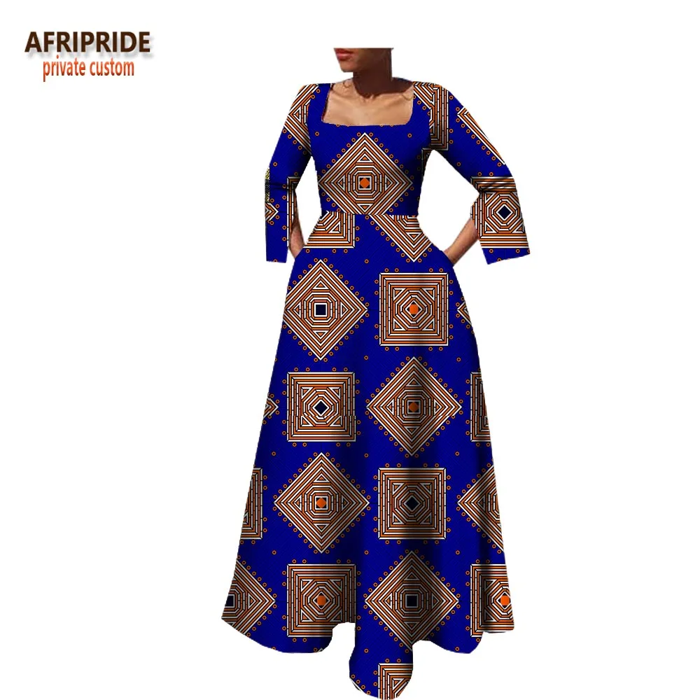 Платье женское длинное хлопковое в пол с разрезом и квадратным вырезом | Женская