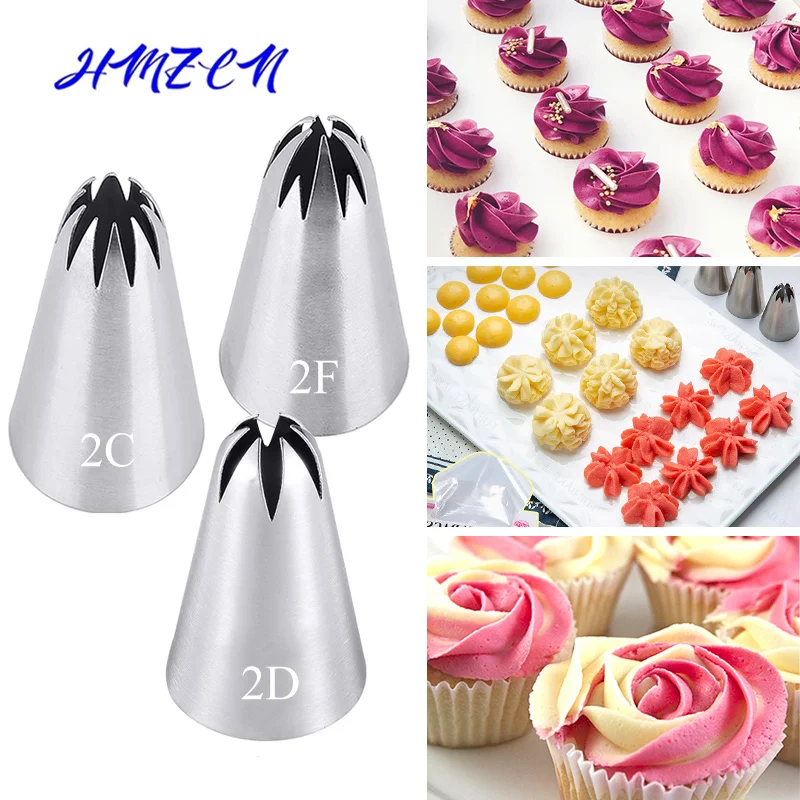 

3pcs #2C #2D #2F Cream Decoration Icing Piping Pastry Nozzles Cake Tips Set Cupcake Decorating Tool Bakeware