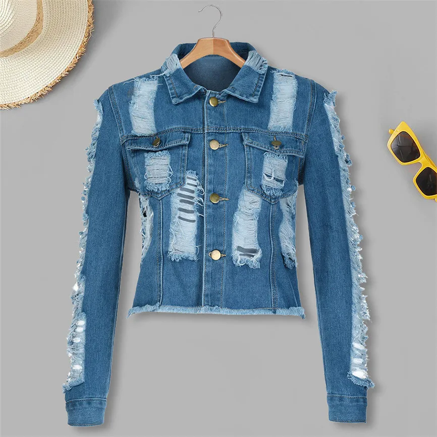 Женская куртка ветровка женские пальто 2019 женское отверстие короткое джинсовое
