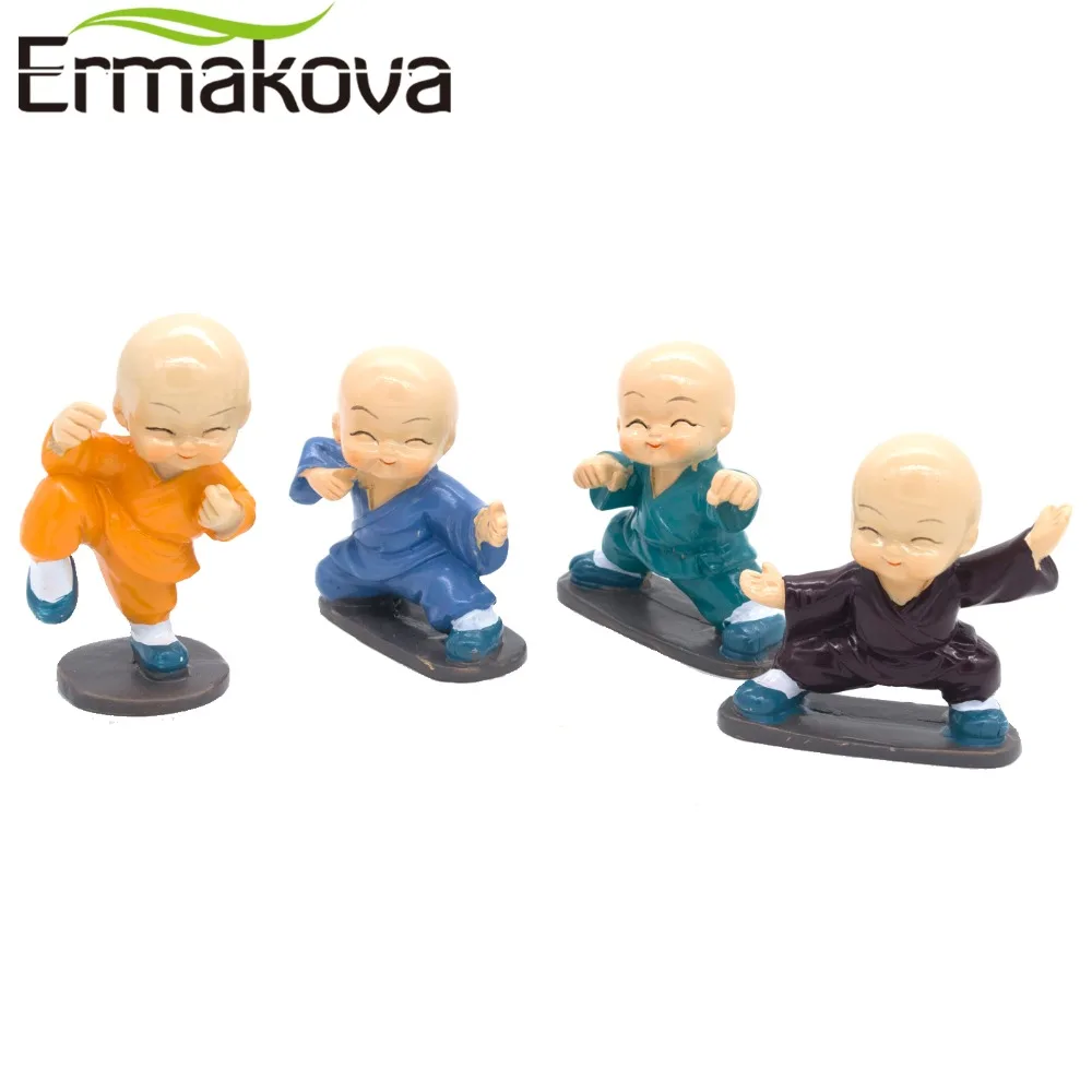 ERMAKOVA Смола маленькая Gongfu фигурка монаха кунг фу Шаолинь Офис кукольный