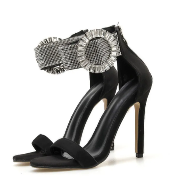 

Shoeswoman2020 new fashion, Spring, Summer, Autumn and Winter luxury, large rhinestone, , high-heeled sandals, plum-size shoe