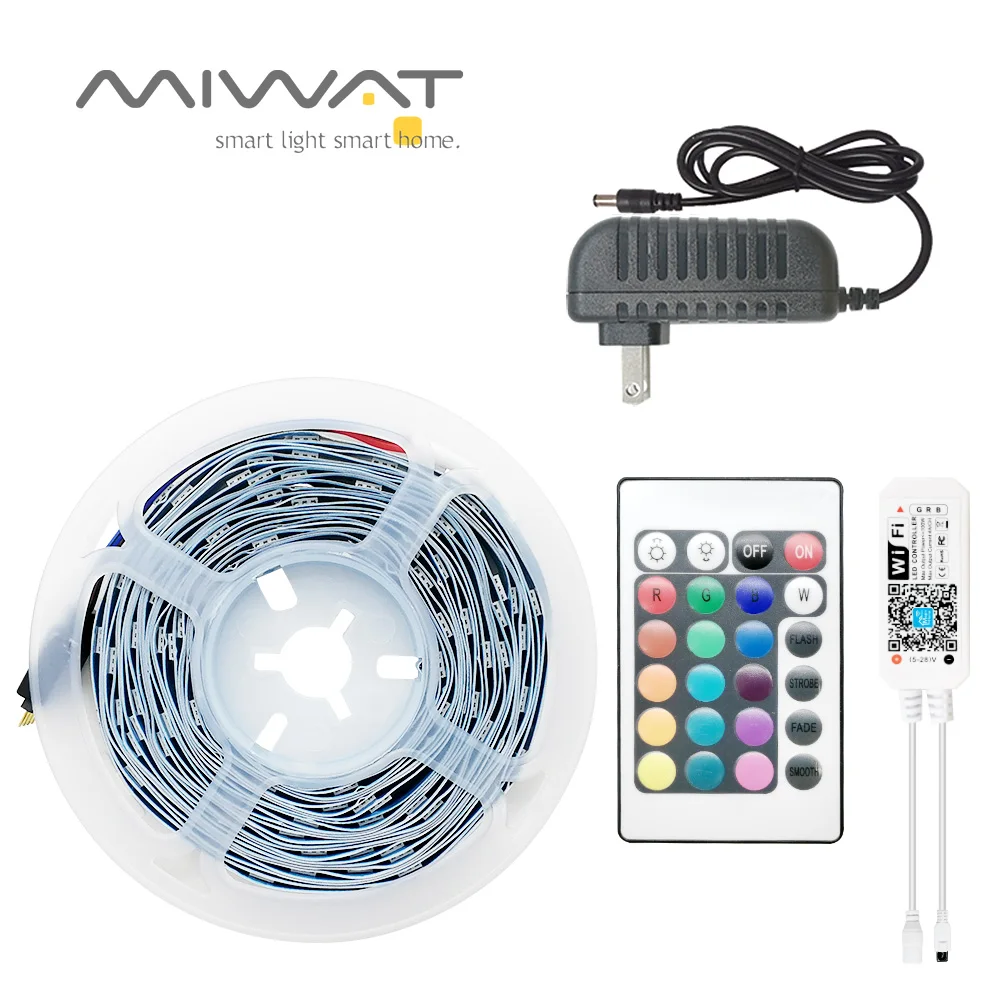 20M 10M 5M WIFI RGB LED Strip 5050 DC12V 24V Ribbon Light Tape SMD Flexible Diode with 44K Remote | Лампы и освещение