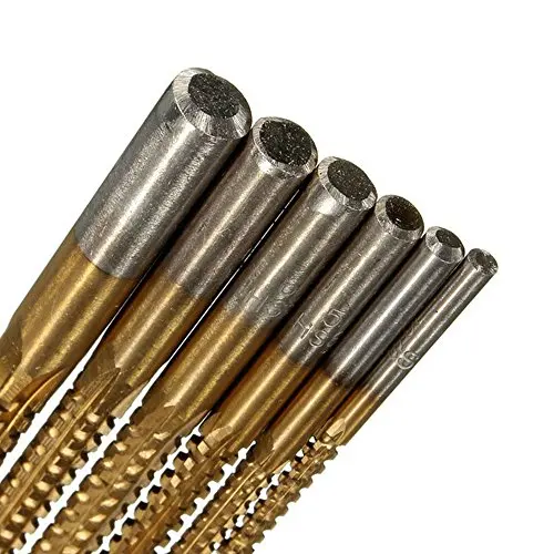 

6pcs Drill Bit Set High Speed Steel Wood Punching Slotting Sets Hand Tools Speed Out Metal Titanium Coated HSS Drill Bits