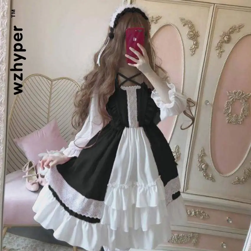 Платье для косплея Лолиты милое платье лолиты в стиле ретро кружевное с длинными