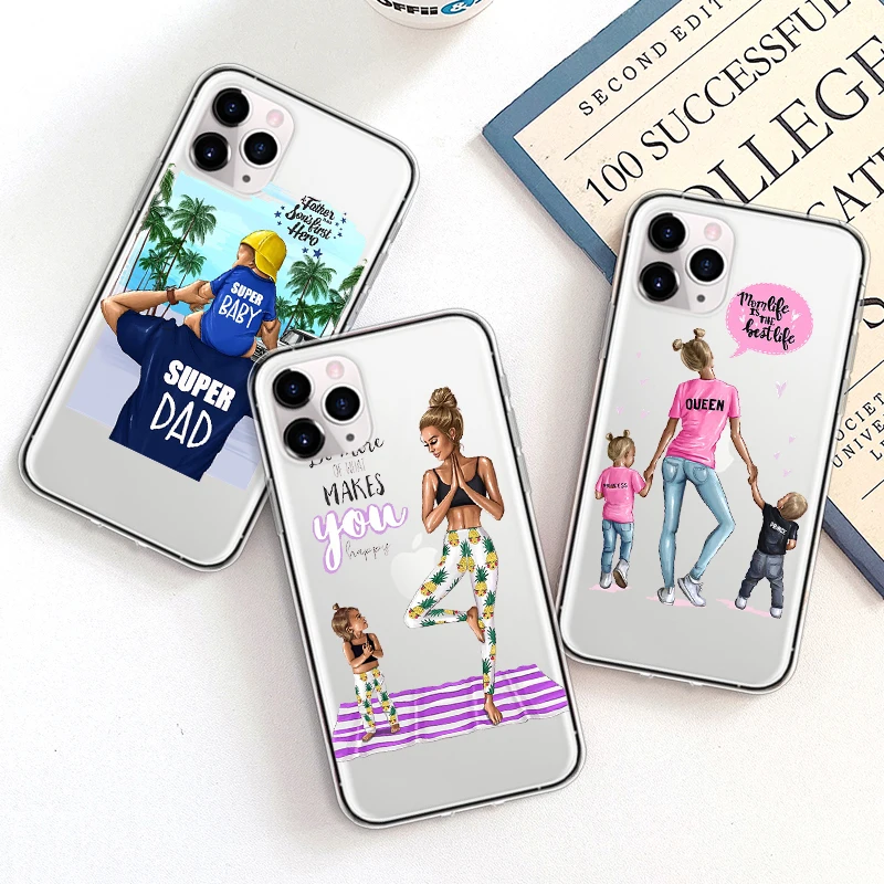 Милые Мультяшные Чехлы Super Mama для телефонов IPhone 12 Mini Pro 7 8 Plus 11 X XS MAX XR Mother мягкий