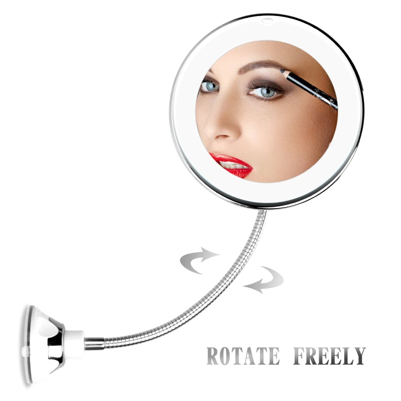 10X увеличительное зеркало со светодиодной подсветкой гибкое косметическое