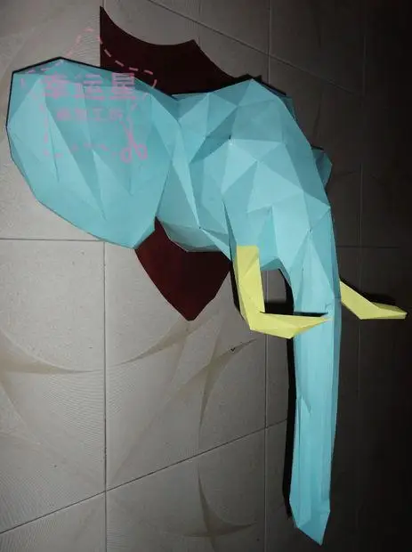 Слон настенная 3D бумажная модель DIY Бумажная ручной работы игрушки|Картонные