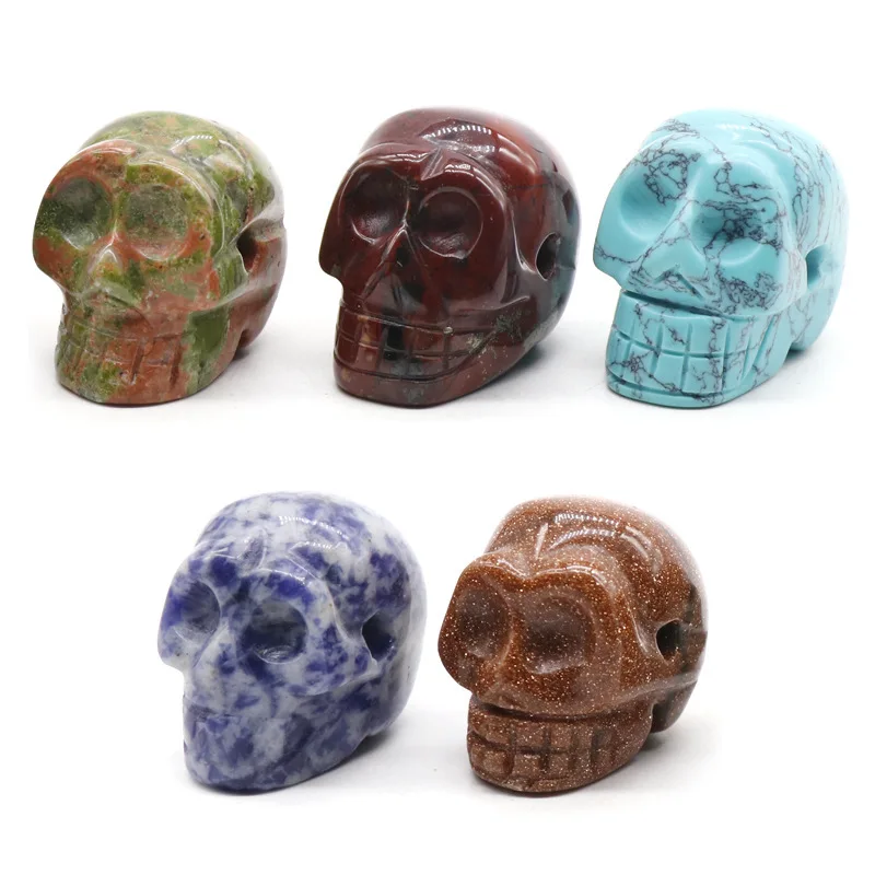 

1pc Natural Crystal Skull Decoration Agate Semi Precious Stone Reiki Witchcraft Gemstone Chakra Stones Home Accessories