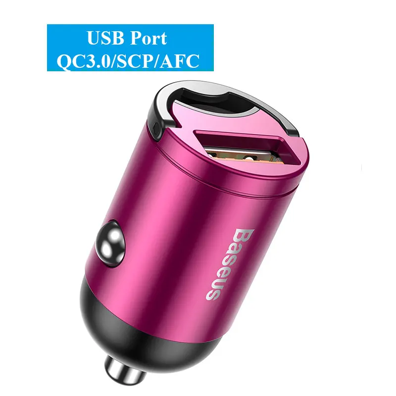 USB Port Pink Автомобильное мини-зарядное устройство Baseus PD 3,0 быстрое зарядное устройство для iPhone 11 Pro Max X Xs Xr 30 Вт автомобильное зарядное устройство для телефона с быстрой зарядкой 4,0 SCP AFC - Тип штекера: USB Port Pink