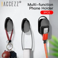 accezz 1set3pcs mini magnetic car phone holder key hook wall hanging multi function bracket for phone home organizer stand