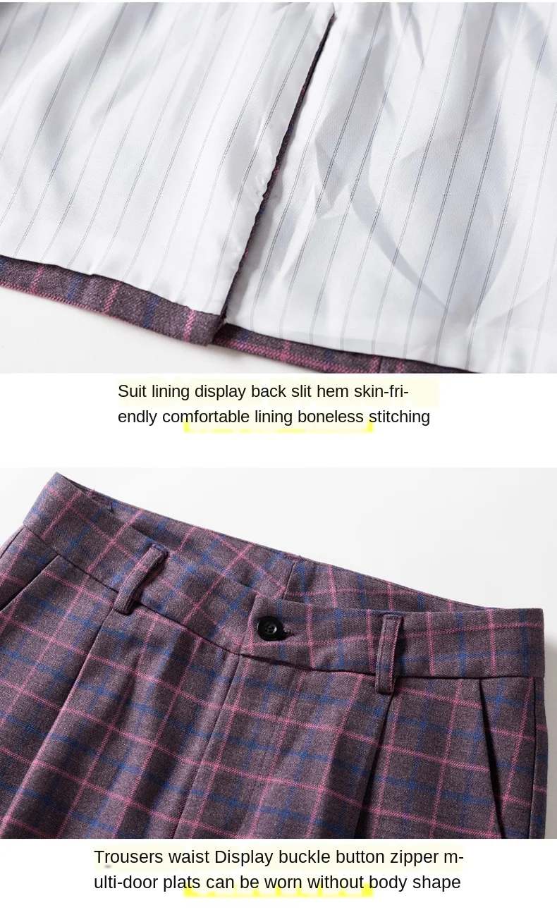 Весенне-осенний Новый клетчатый костюм из двух предметов женский модный Дамский