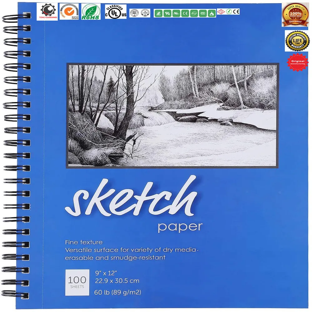 

Sketch Pad 9"X12",100-Sheets, Wire Bound,Blank Page,Artist Sketch Pad,Durable Acid Free Drawing and Sketching Paper Book