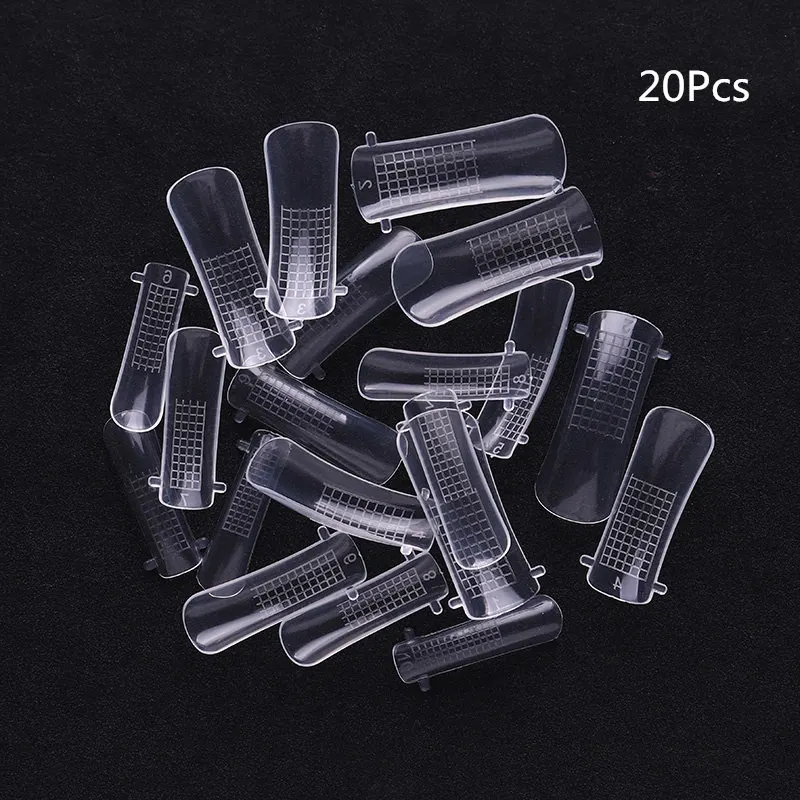 20pcs nail tips LILYCUTE, 20 мл, быстрое строительство, УФ-гель, полиполивинилхлорид, для наращивания ногтей, гель, обнаженный белый, прозрачный, строительный, для ногтей, плесень, кисть, раствор для скольжения, жидкость - Цвет: 20pcs nail tips
