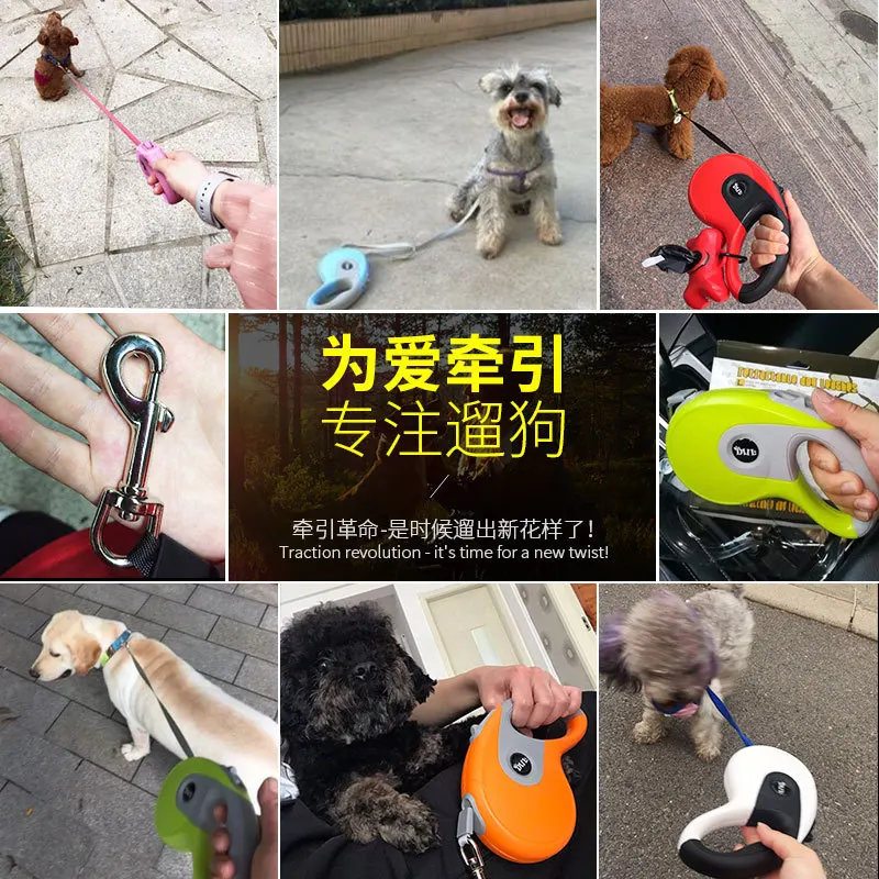 

Dog traction rope automatic retraction Teddy small and medium sized dog walking rope golden dog chain pet supplies collar
