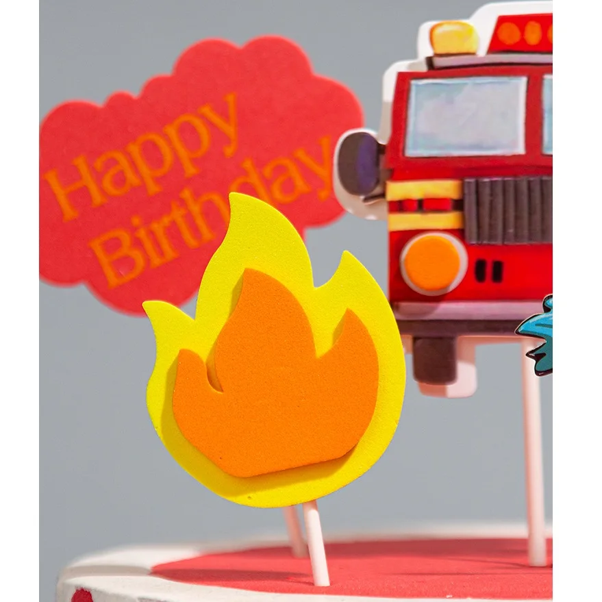 Cami&oacute;n de bomberos, decoraci&oacute;n de pastel de fiesta de cumplea&ntilde;os, bomberos, bombero, centro de mesa para pastel de cumplea&ntilde;os, Kit de llama, decoraci&oacute;n tem&aacute;tica para ni&ntilde;os-4
