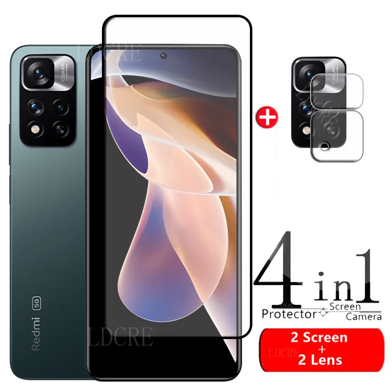 

4-in-1 For Redmi Note 11 Pro Glass For Xiaomi Redmi Note 11 Pro Tempered Glass Screen Protector For Redmi Note 11 Pro Lens Glass