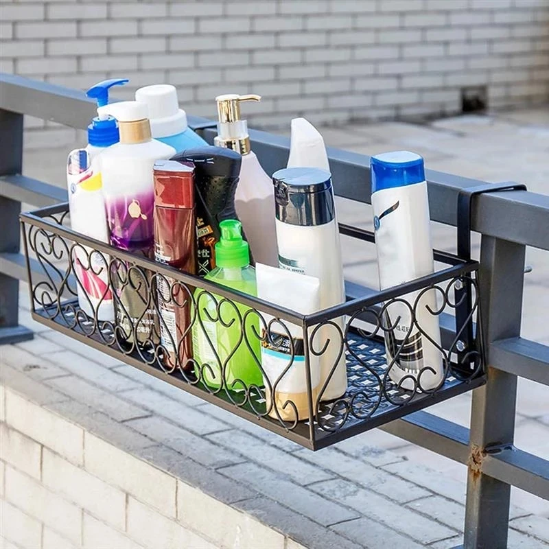 hanging rack organizer flower pot storage basket rack closet holders balcony rail planter shelf fence railing flower pots holder free global shipping