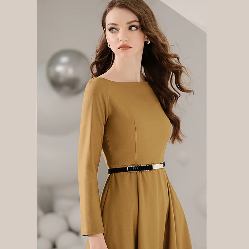 Женское винтажное Деловое платье элегантное простое классическое с длинным