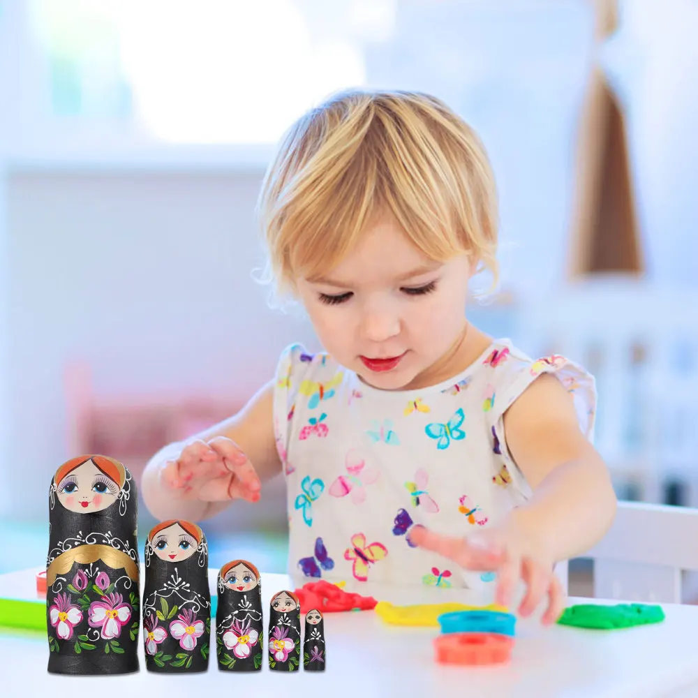 

1 Set 5 Layers Nesting Dolls Toys Wooden Stacking Dolls Children Gift