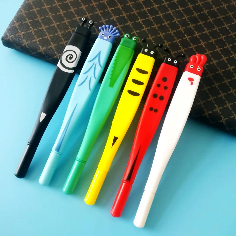 

6pcs/set cartoon neutral gel pen black refill needle pen for student cute 0.5mm gel pen school office supply creative stationery