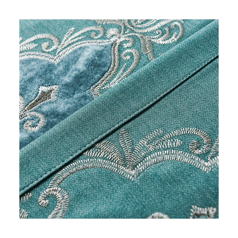

Screen Living Room Curtain Cloth Wholesale Luxury European-Style Huancai Ni Velvet Embroidered Blackout Curtain Finished Product