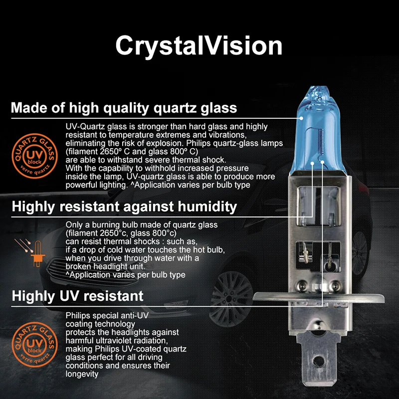 Галогенные лампы Philips H1 55 Вт 12 В Crystal Vision 4300 K яркий белый светильник для автомобиля