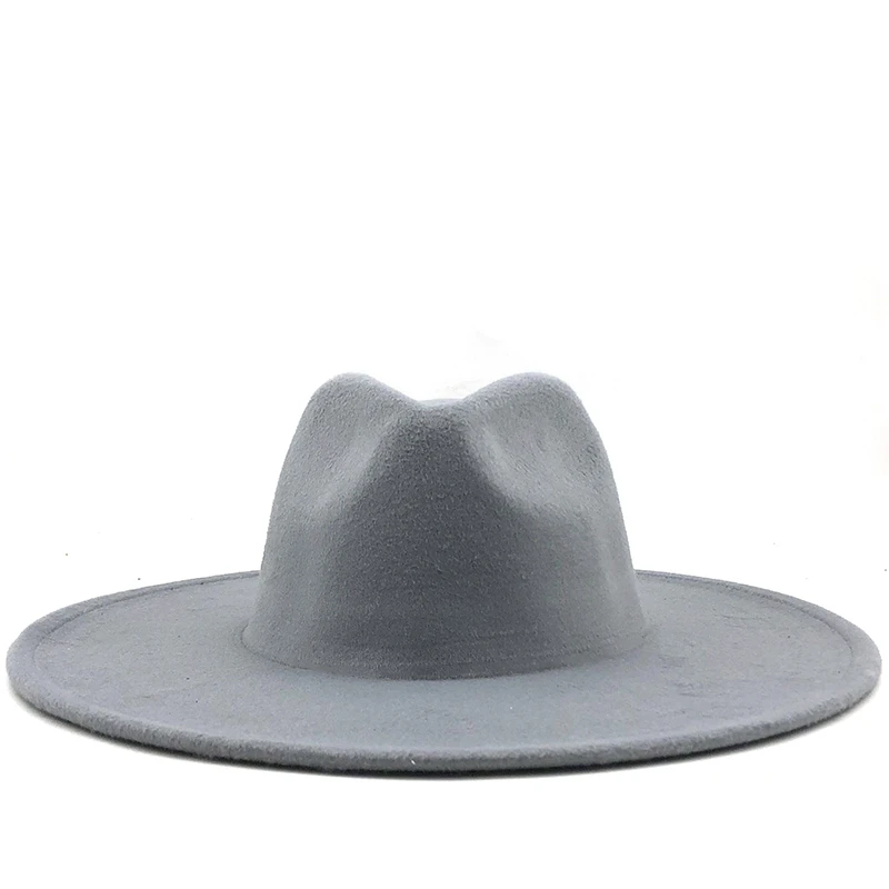 

2021 New British Style winter wool solid Classic fedoras cap men women panama jazz hat Wide Brim Big white Fedoras