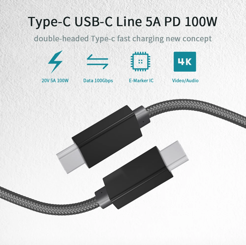 PD 100 Вт Кабель для быстрой зарядки 5А USB C type C к USB C 100 Вт кабель дата для Macbook Pro samsung S9 S10 huawei MateBook P30 P20 Pro