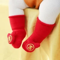 baby winter long socks toddler anti slip boys girls newborn infant thermal warm cotton terry thick red new year knee high sock