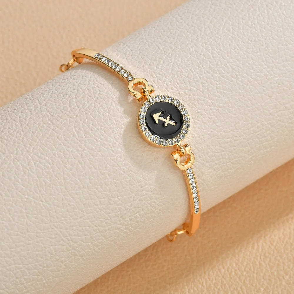 

12 Zodiac Constellation Bracelets For Women Gold Plated Gemini Cancer Leo Virgo Libra Scorpio Black Fashion Bracelet Bangle