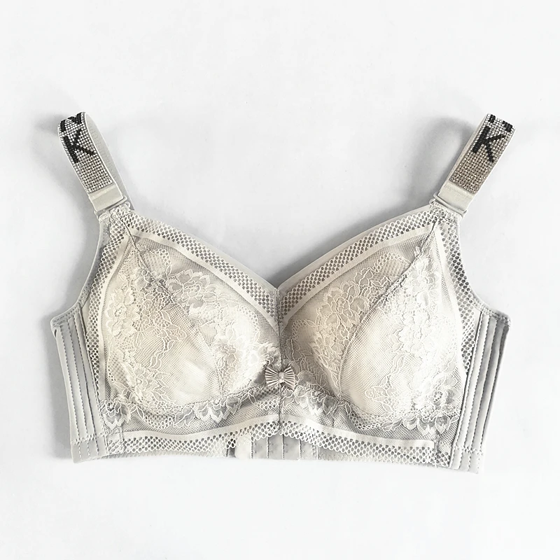 Women Lace Diamonds bra Inlay pink letter masonry Ultra-thin breathable top Shoulder strap Adjustable 34-46 Large size | Женская одежда