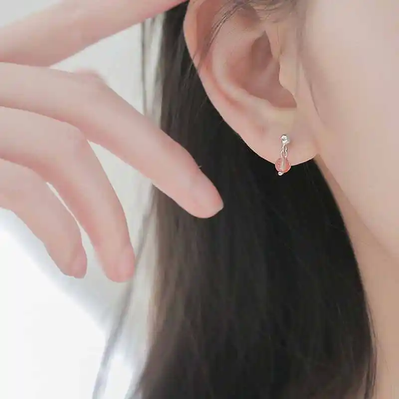 Ruifan розовый натуральный камень клубника кварц женские серёжки из настоящего 925